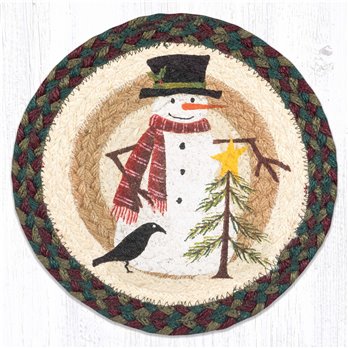 Snowman with Tree Printed Round Trivet 10"x10"