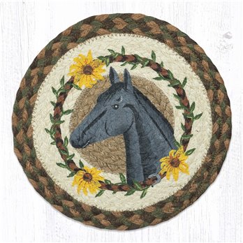 Black Horse Daisy Printed Round Trivet 10"x10"
