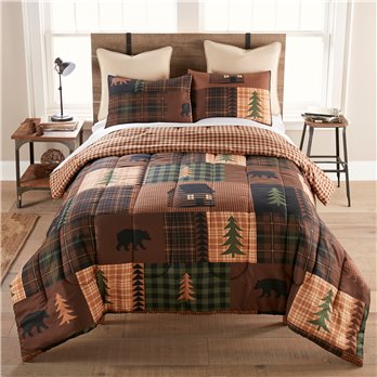 Brown Bear Cabin 3-Piece King Comforter Set
