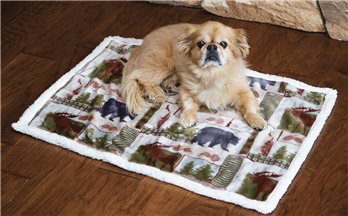 Vintage Lodge S/M - White sherpa Dog Blanket