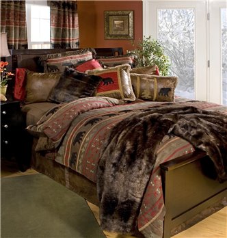 Carstens Bear Country Rustic Cabin Comforter Set, Queen
