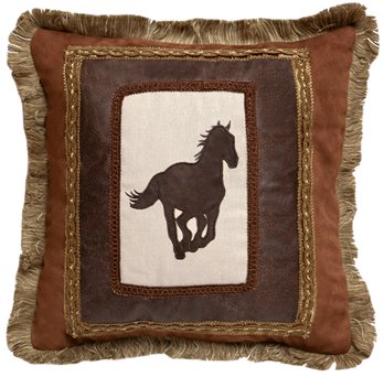 Framed Horse Country Western Throw Pillow (Insert Included) 18" x 18"