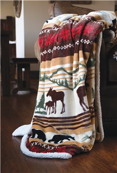 Carstens Hinterland Rustic Cabin Sherpa Fleece Throw Blanket