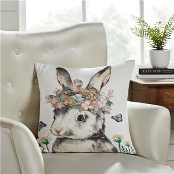 Garden Bunny Pillow 18x18