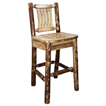 Glacier Barstool w/ Back - Ergonomic Wooden Seat