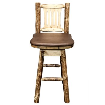 Glacier Counter Height Barstool w/ Back, Swivel & Saddle Upholstery