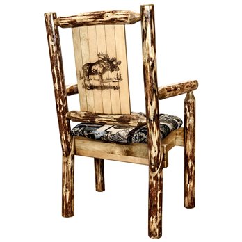 Glacier Captain's Chair - Woodland Upholstery w/ Laser Engraved Moose Design