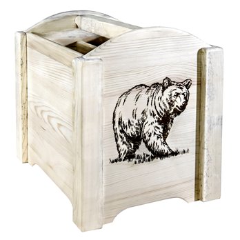 Homestead Magazine Rack w/ Laser Engraved Bear Design - Ready to Finish