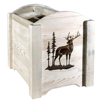 Homestead Magazine Rack w/ Laser Engraved Elk Design - Ready to Finish