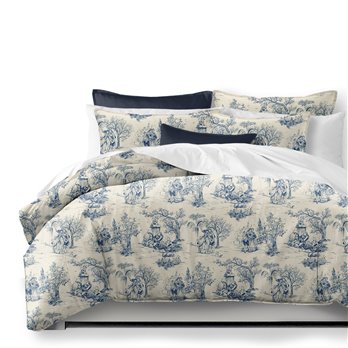 Archamps Toile Blue Duvet Cover and Pillow Sham(s) Set - Size Queen
