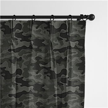 Basic Camo Army Green Pinch Pleat Drapery Panel - Pair - Size 20"x84"