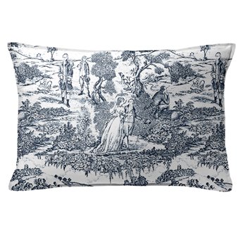 Beau Toile Blue Decorative Pillow - Size 14"x20" Rectangle
