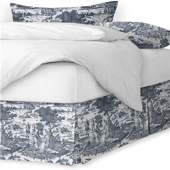 Beau Toile Blue Platform Bed Skirt - Size Twin 15" Drop