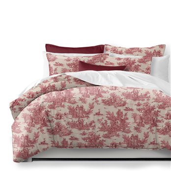 Bouclair Red Duvet Cover and Pillow Sham(s) Set - Size Super Queen