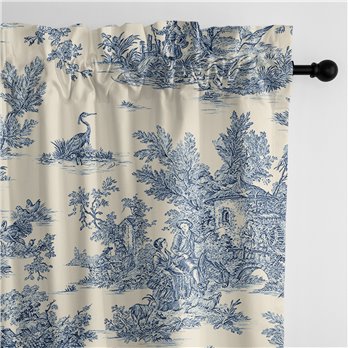 Bouclair Blue Pole Top Drapery Panel - Pair - Size 50"x96"