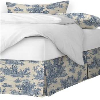 Bouclair Blue Platform Bed Skirt - Size Twin 15" Drop