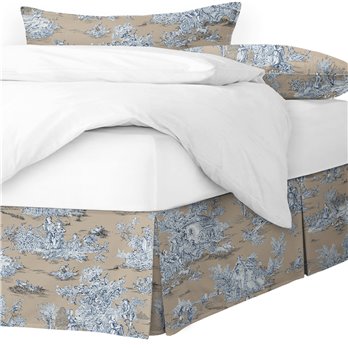 Chateau Blue/Beige Platform Bed Skirt - Size Twin 18" Drop