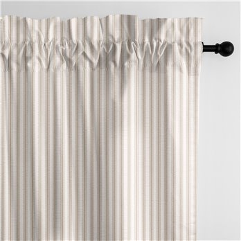 Cruz Ticking Stripes Taupe/Ivory Pole Top Drapery Panel - Pair - Size 50"x132"