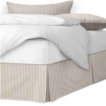 Cruz Ticking Stripes Taupe/Ivory Platform Bed Skirt - Size Twin 15" Drop