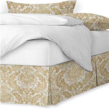 Damaskus Linen Gold Platform Bed Skirt - Size Queen 18" Drop