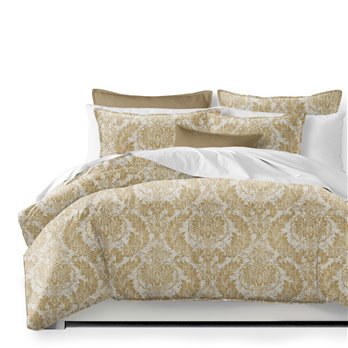 Damaskus Linen Gold Coverlet and Pillow Sham(s) Set - Size King / California King