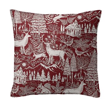 Edinburgh Maroon Red/White Decorative Pillow - Size 20" Square