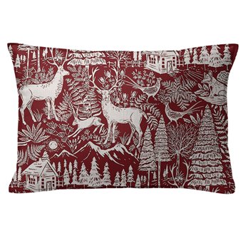 Edinburgh Maroon Red/White Decorative Pillow - Size 14"x20" Rectangle