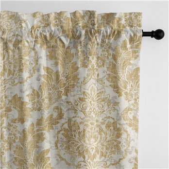 Damaskus Linen Gold Pole Top Drapery Panel - Pair - Size 50"x84"