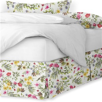 Destiny White Multi/Floral Platform Bed Skirt - Size Twin 15" Drop