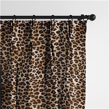 Jolene Animal Print Black Pinch Pleat Drapery Panel - Pair - Size 40"x144"