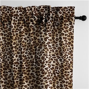 Jolene Animal Print Black Pole Top Drapery Panel - Pair - Size 50"x144"