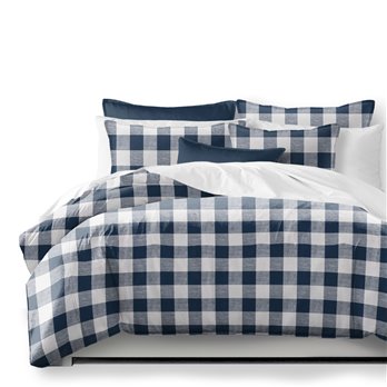 Lumberjack Check Indigo/White Coverlet and Pillow Sham(s) Set - Size Super Queen