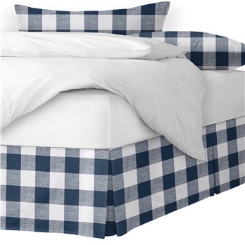 Lumberjack Check Indigo/White Platform Bed Skirt - Size Twin 15" Drop