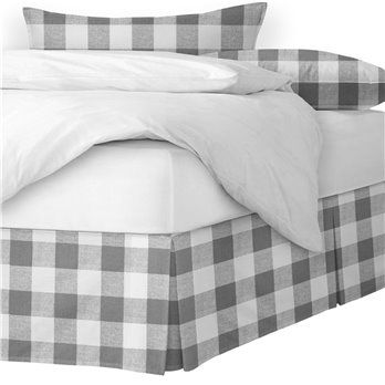 Lumberjack Check Gray/White Platform Bed Skirt - Size Full 15" Drop