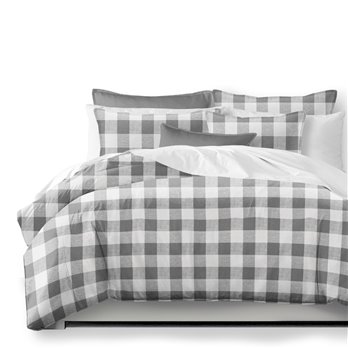 Lumberjack Check Gray/White Coverlet and Pillow Sham(s) Set - Size Super King