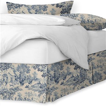 Maison Toile Blue Platform Bed Skirt - Size Full 18" Drop