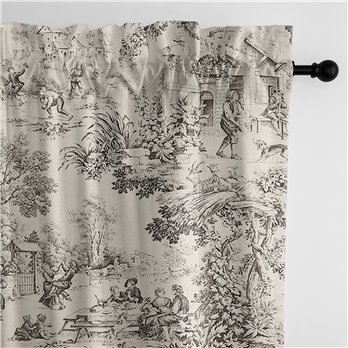 Maison Toile Sepia Pole Top Drapery Panel - Pair - Size 50"x96"