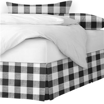 Lumberjack Check White/Black Platform Bed Skirt - Size Queen 15" Drop