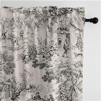 Maison Toile Black Pole Top Drapery Panel - Pair - Size 50"x84"