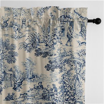 Maison Toile Blue Pole Top Drapery Panel - Pair - Size 50"x108"