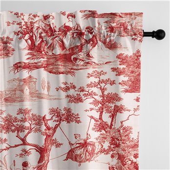 Malaika Red Pole Top Drapery Panel - Pair - Size 50"x132"