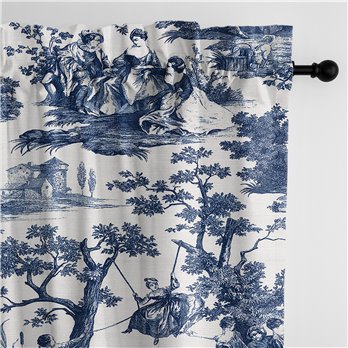 Malaika Blue Pole Top Drapery Panel - Pair - Size 50"x108"