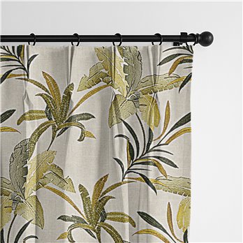 Renee Palm Green Pinch Pleat Drapery Panel - Pair - Size 40"x120"