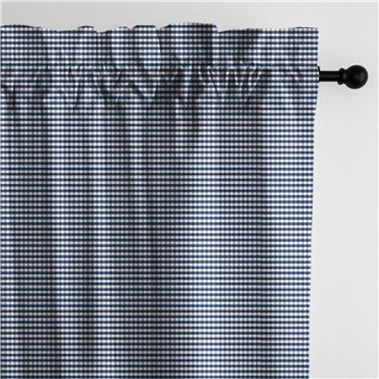 Rockton Check Indigo Pole Top Drapery Panel - Pair - Size 50"x120"