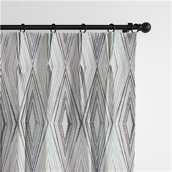 Sloane Seabreeze/Ivory Pinch Pleat Drapery Panel - Pair - Size 40"x132"