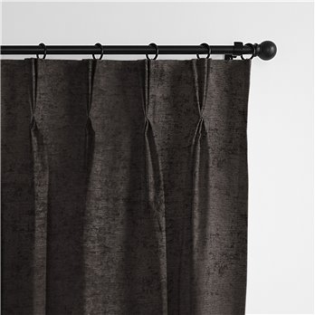 Juno Velvet Chocolate Pinch Pleat Drapery Panel - Pair - Size 40"x108"