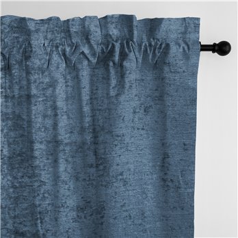 Juno Velvet Bluebell Pole Top Drapery Panel - Pair - Size 50"x144"