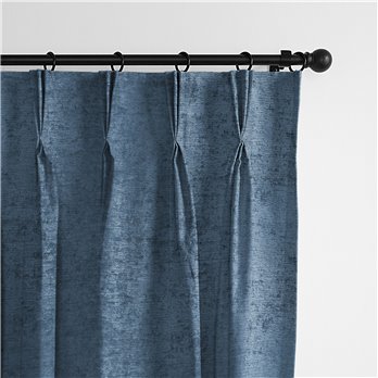 Juno Velvet Bluebell Pinch Pleat Drapery Panel - Pair - Size 40"x120"