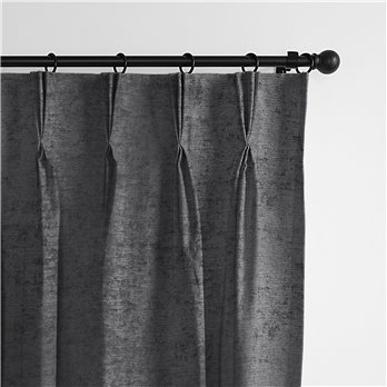 Juno Velvet Gray Pinch Pleat Drapery Panel - Pair - Size 40"x108"