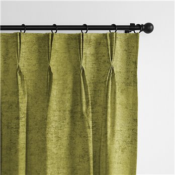 Juno Velvet Sulphur Pinch Pleat Drapery Panel - Pair - Size 40"x144"